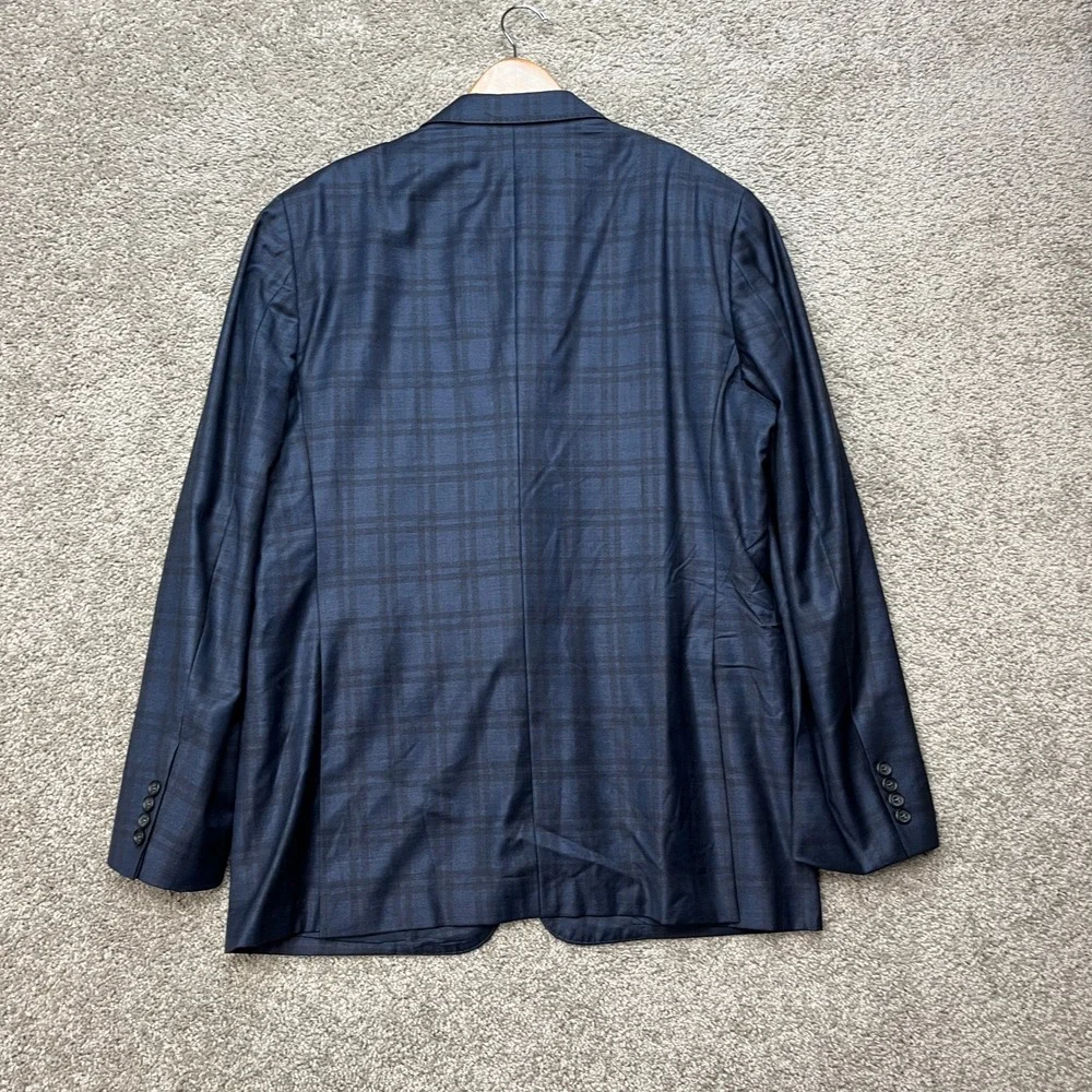 Brooks Brothers Blazer Mens 44L Navy Blue Plaid Wool Reda Regent Sport Coat